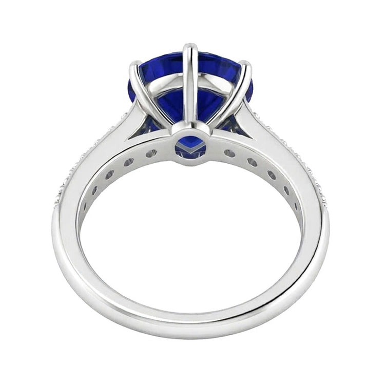 Bague en diamant de saphir de Ceylan. bijoux de pierres précieuses à tige conique de 4 carats