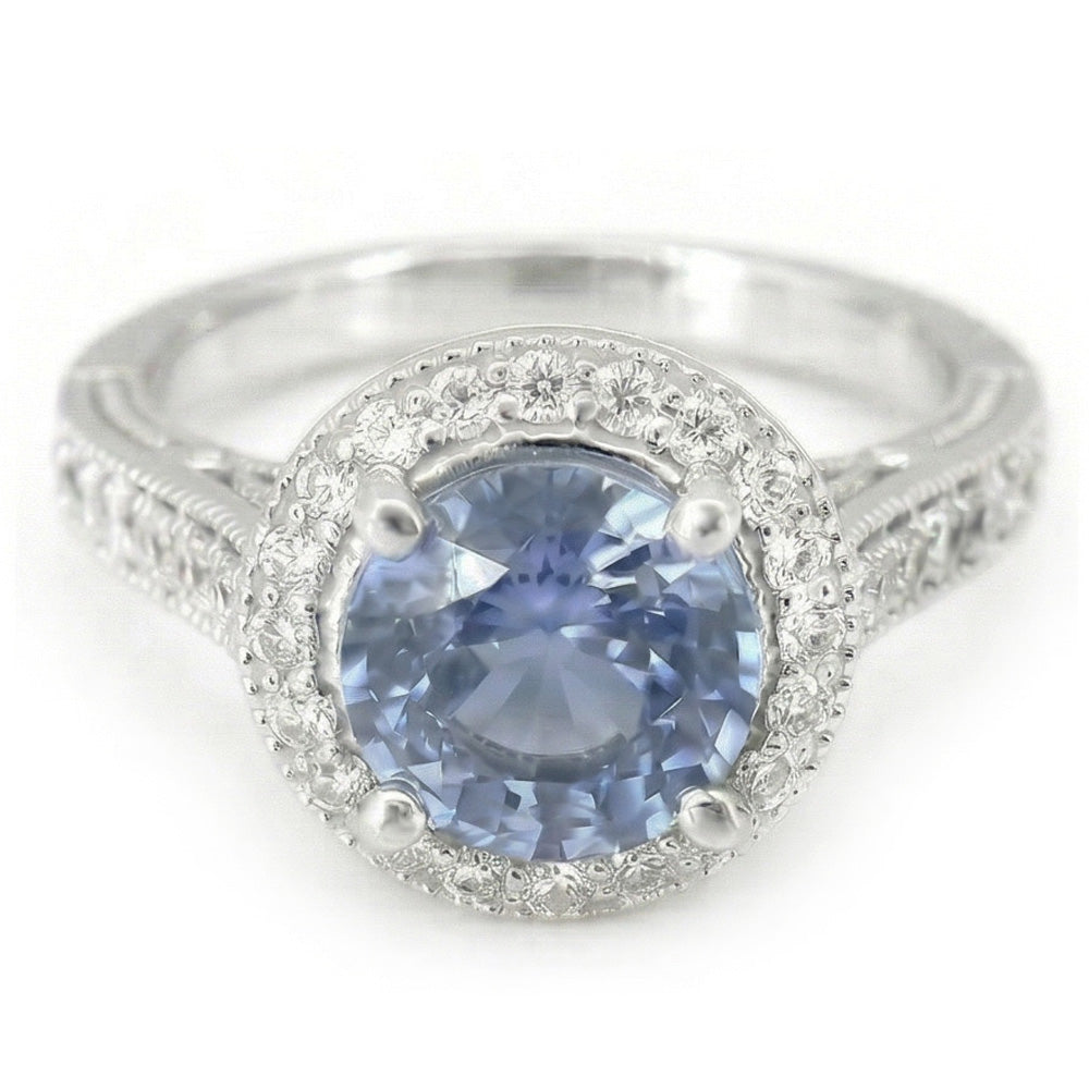 naturel round diamant 4.86carats bague vue de face