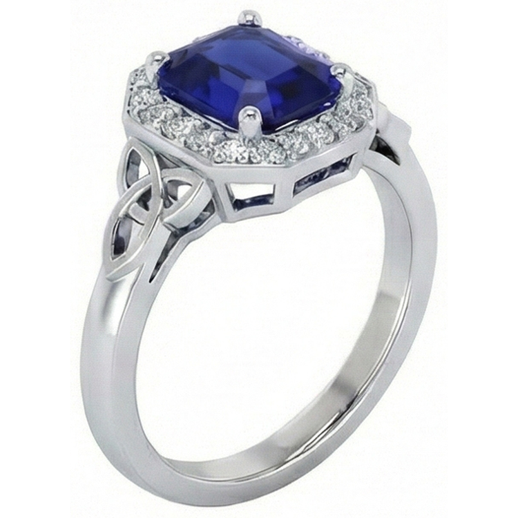 Bague en diamant et saphir du Sri Lanka émeraude de style vintage 6 carats neuf