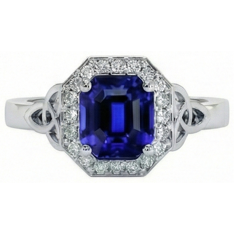 Bague en diamant et saphir du Sri Lanka émeraude de style vintage 6 carats neuf