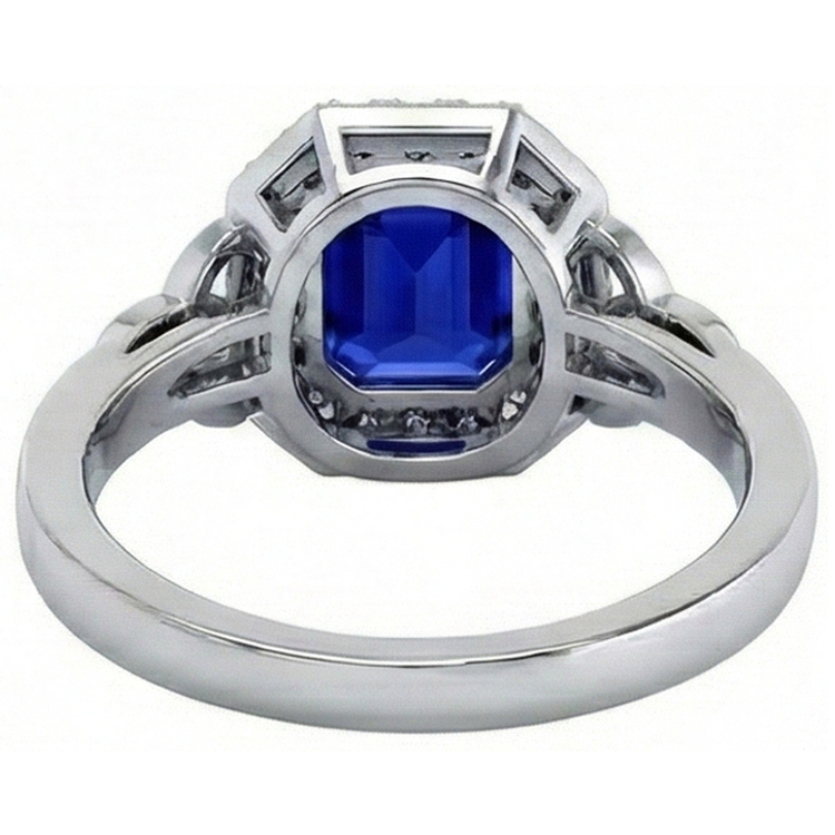 Bague en diamant et saphir du Sri Lanka émeraude de style vintage 6 carats neuf