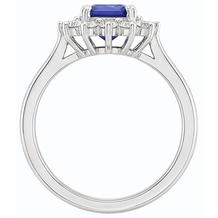Bague en diamant halo 2 carats avec saphir de Ceylan émeraude style étoile
