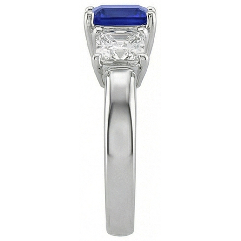 naturel asscher saphir 2carats bague vue de dessus