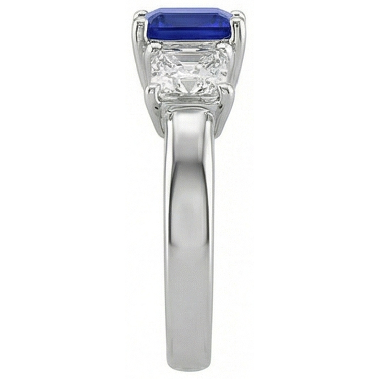naturel asscher saphir 2carats bague vue de dessus