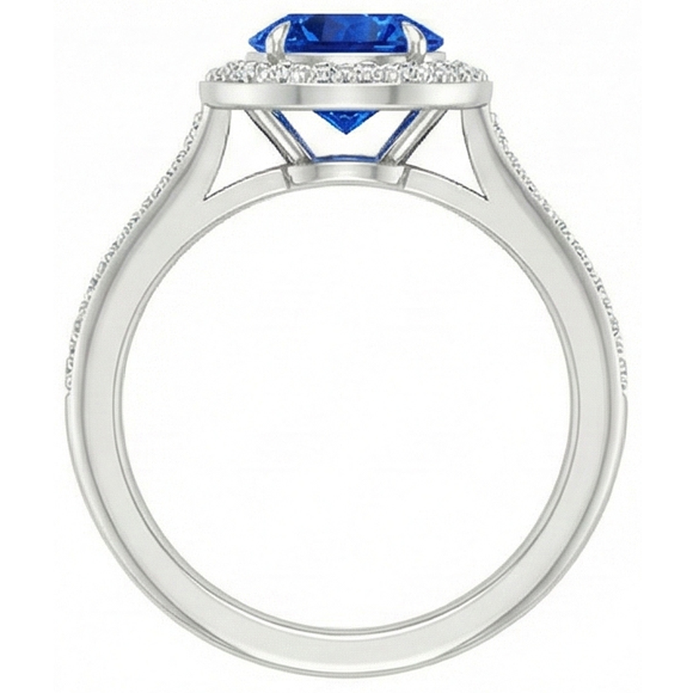 naturel round diamant 2.5carats bague avec accents diamants