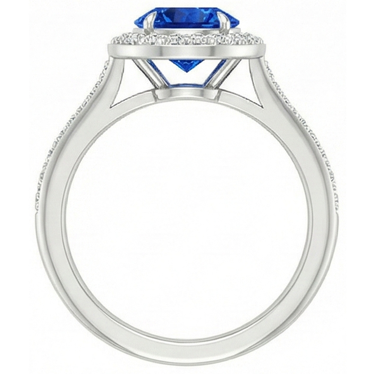 naturel round diamant 2.5carats bague avec accents diamants