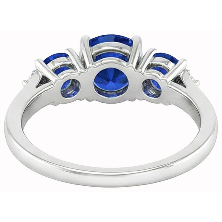 Bague en diamant rond avec saphir de Ceylan de 2.76 ct en or blanc 14K