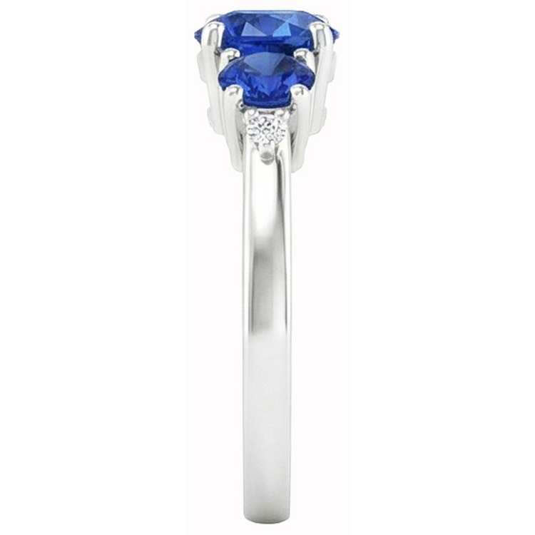 Bague en diamant rond avec saphir de Ceylan de 2.76 ct en or blanc 14K