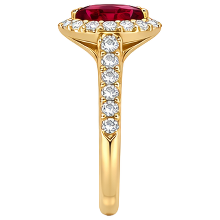 Bague en diamant rubis taille marquise rouge pour femme 3.50 carats en or jaune 14K
