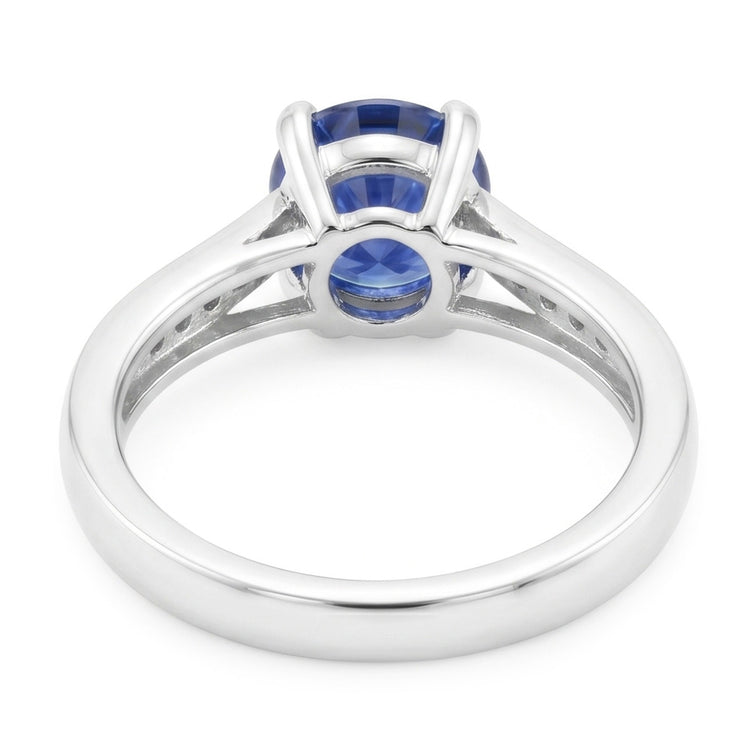 Bague en diamant saphir bleu de Ceylan Coupe Ronde de 1.25 ct