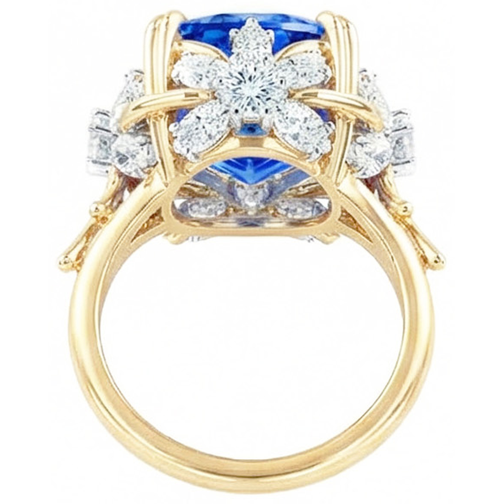 naturel marquise diamant 7.81carats bague vue de profil