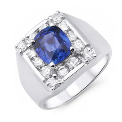Bague en diamant saphir du Sri Lanka de 1.56 ct en or blanc 14 carats