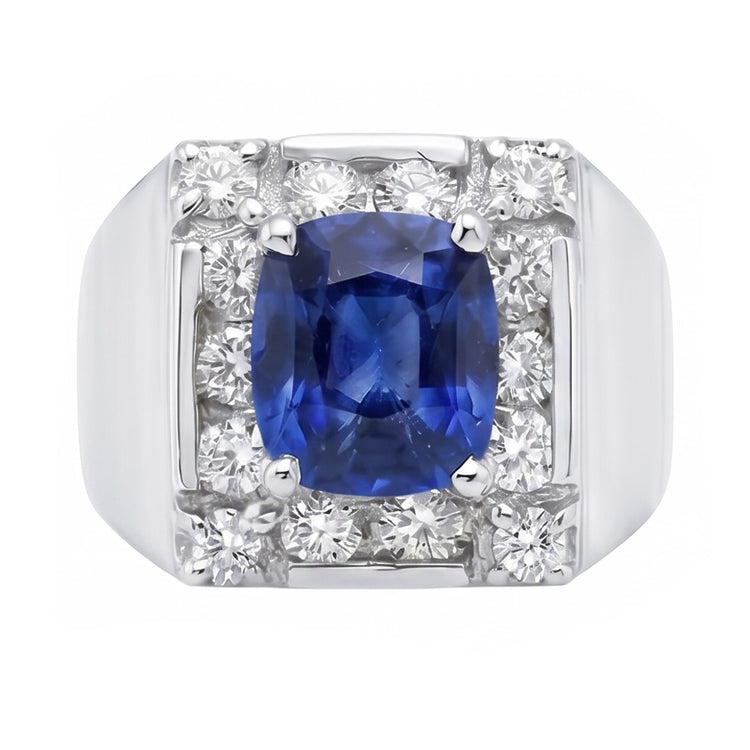Bague en diamant saphir du Sri Lanka de 1.56 ct en or blanc 14 carats