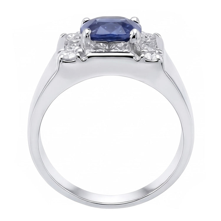 Bague en diamant saphir du Sri Lanka de 1.56 ct en or blanc 14 carats