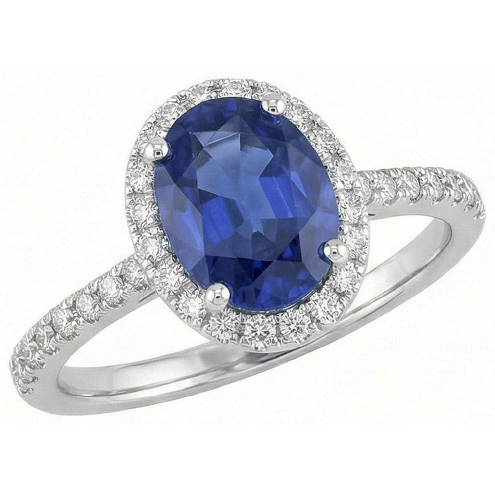 naturel oval diamant 3carats bague vue de face