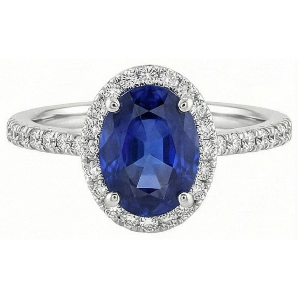 naturel oval diamant 3carats bague vue de dessus