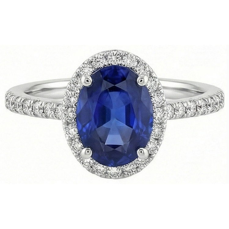 naturel oval diamant 3carats bague vue de dessus