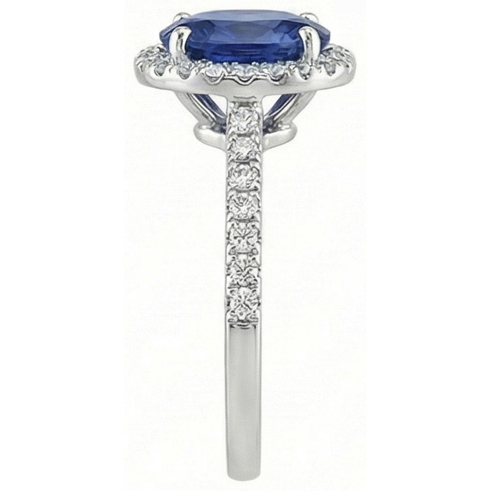 naturel oval diamant 3carats bague vue de profil