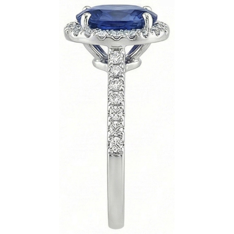 naturel oval diamant 3carats bague vue de profil