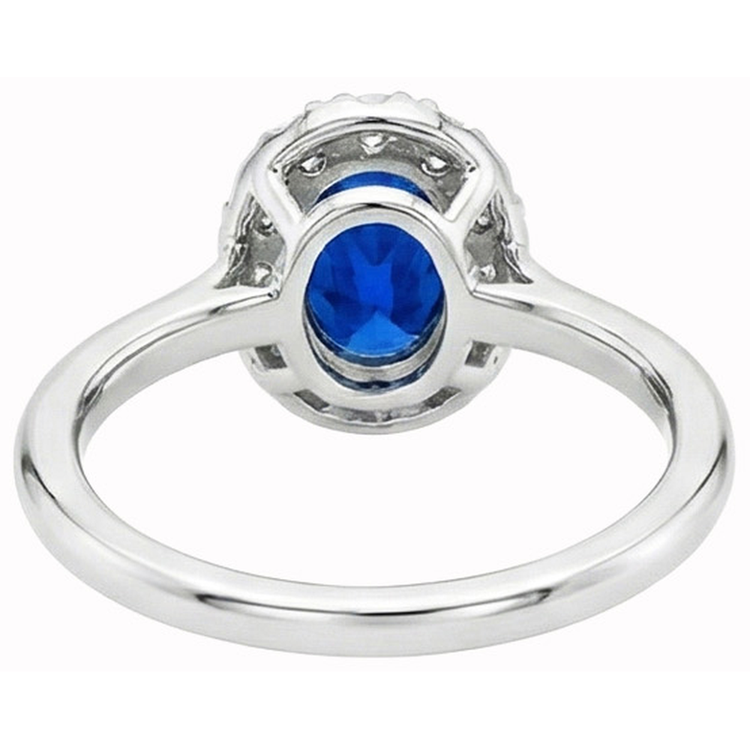 Bague en diamant saphir du Sri Lanka ovale de Coupe Ronde de 1.85 ct