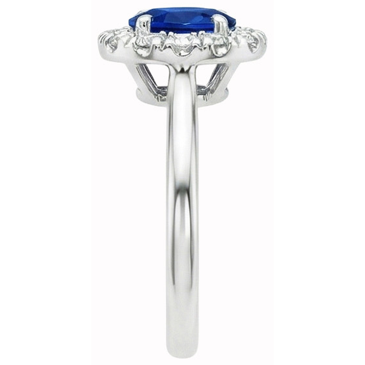 Bague en diamant saphir du Sri Lanka ovale de Coupe Ronde de 1.85 ct