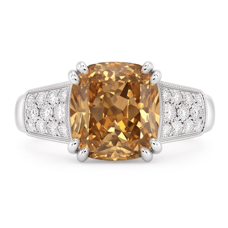 Bague en diamant taille coussin de 1.75 ct avec pierres précieuses en or blanc 14 carats