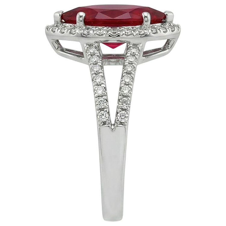 Bague en diamants rubis halo taille marquise rouge or blanc 5.55 ct