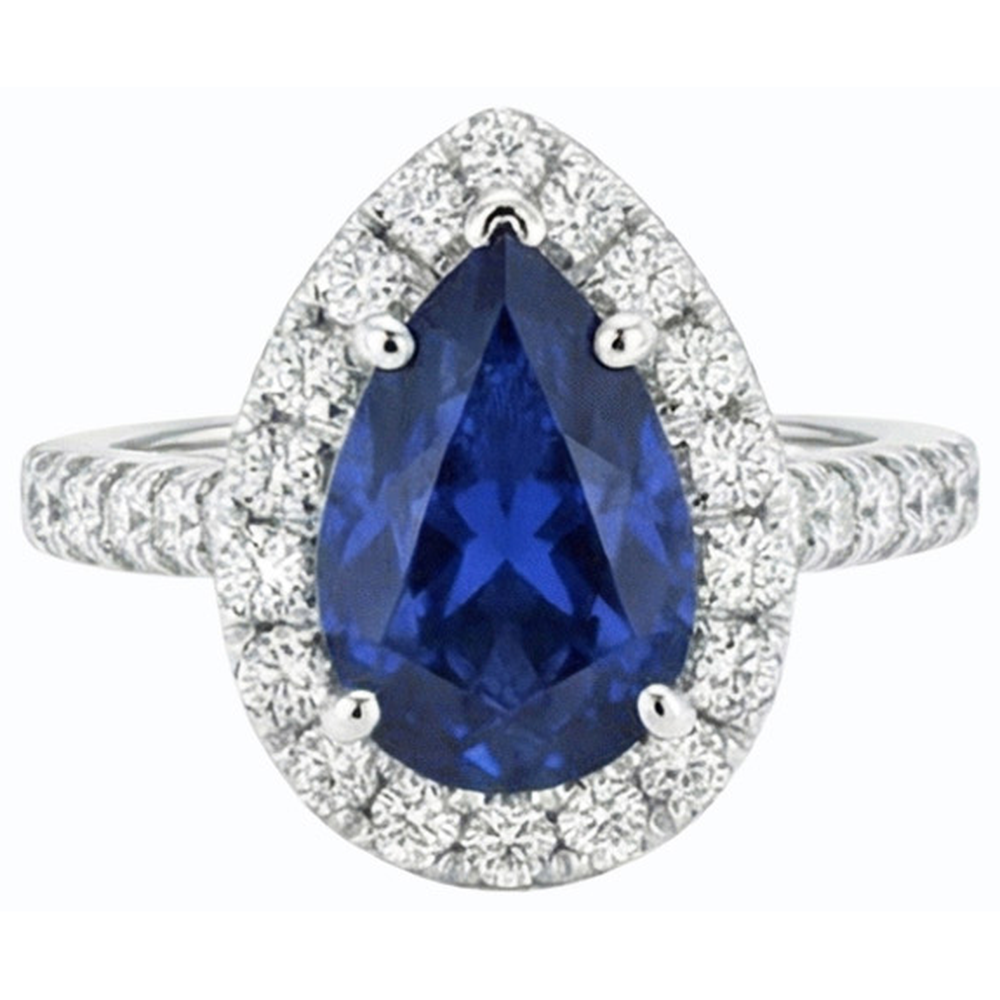naturel pear diamant 3.50carats bague angle de côté