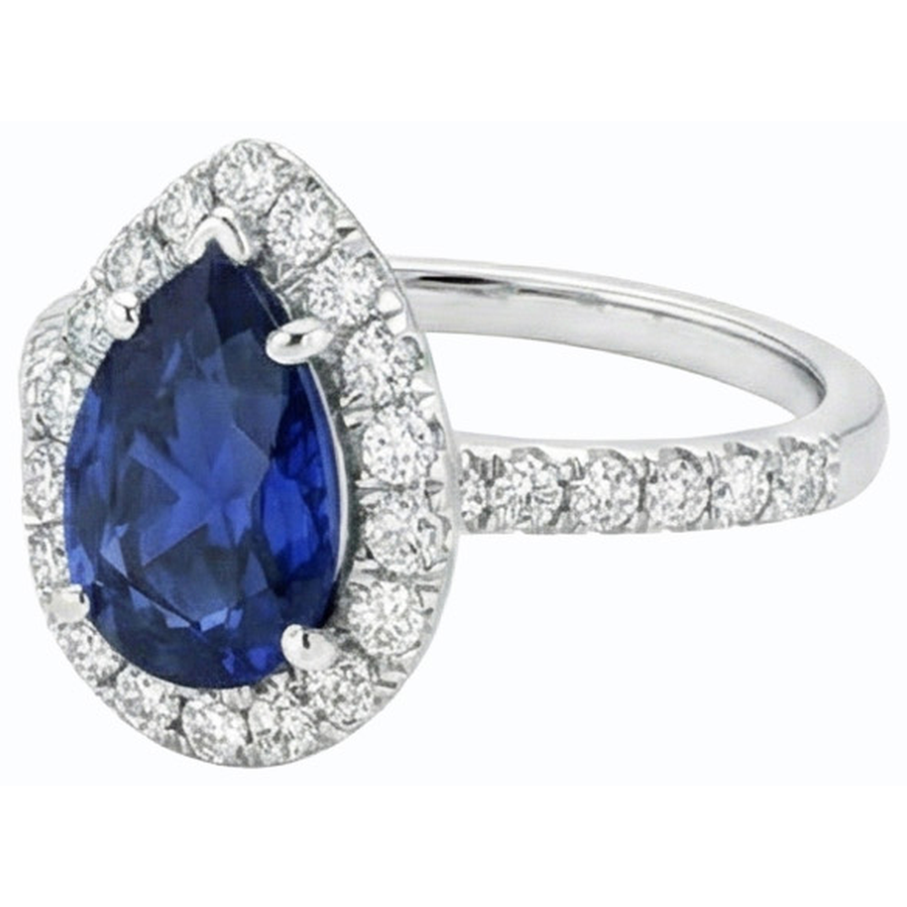 naturel pear diamant 3.50carats bague détail rapproché