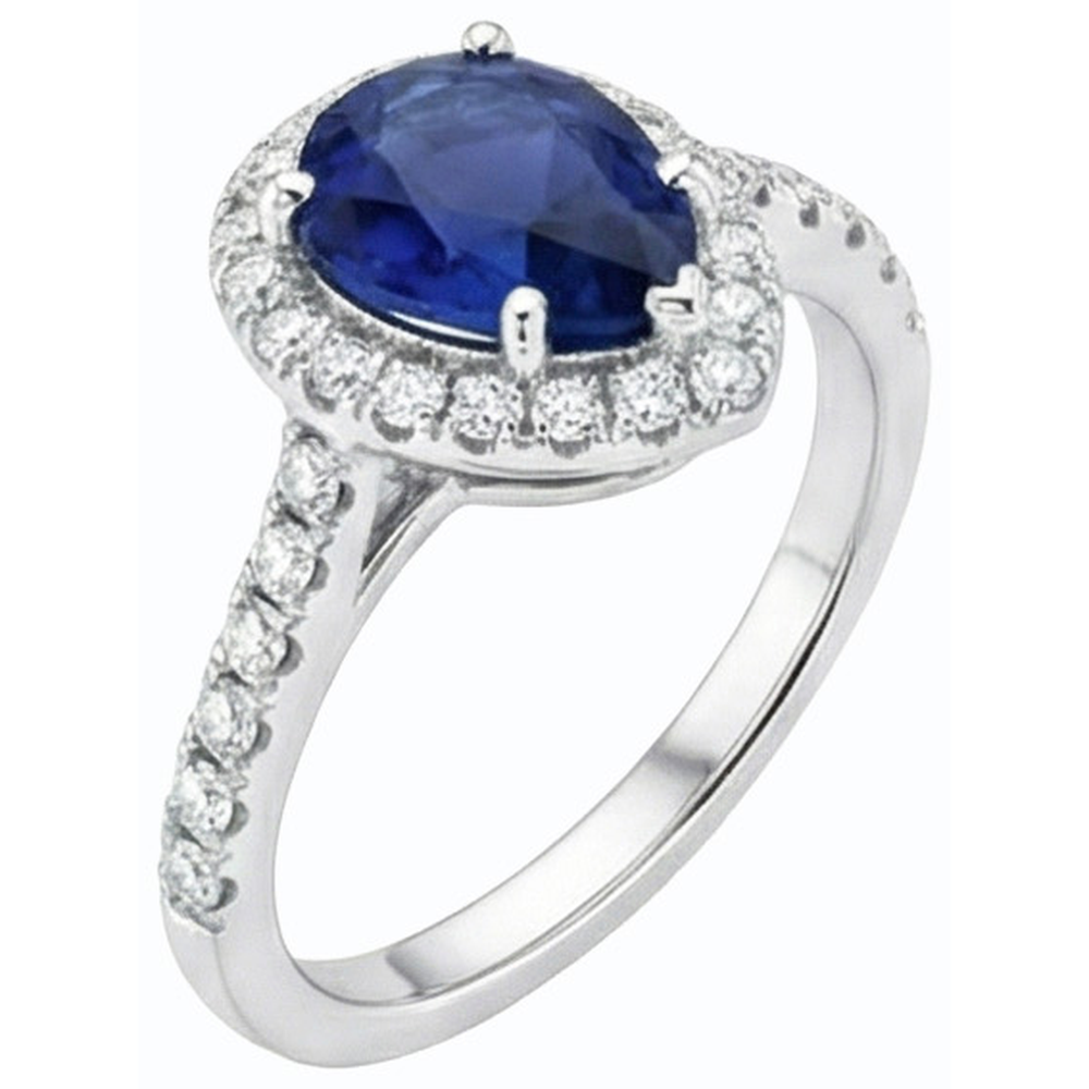 naturel pear diamant 3.50carats bague vue de profil