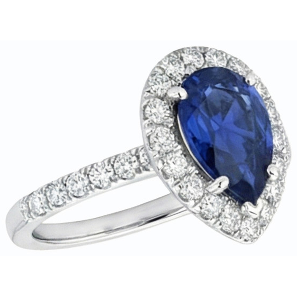 naturel pear diamant 3.50carats bague sur blanc