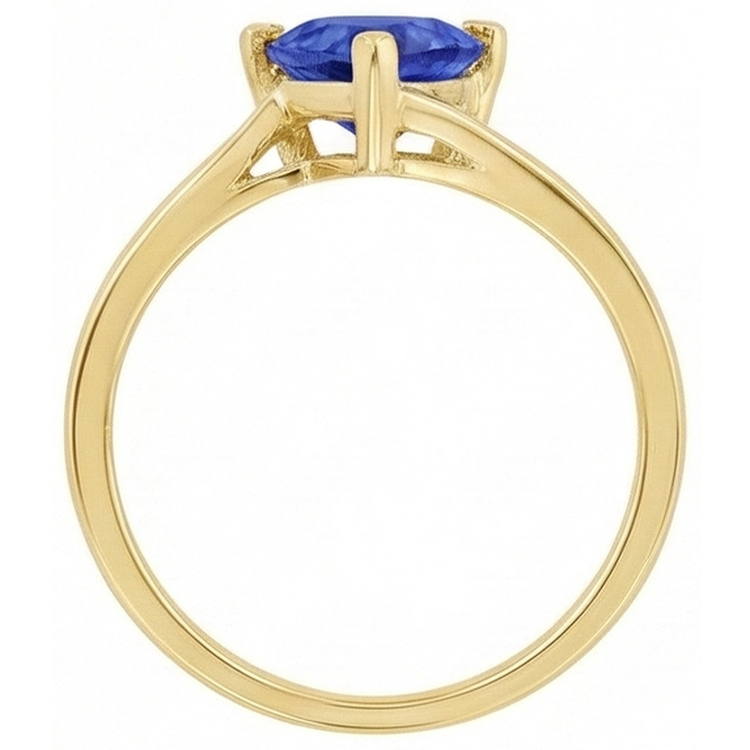 Bague en forme de trillion solitaire saphir Srilanka or jaune 1 carat