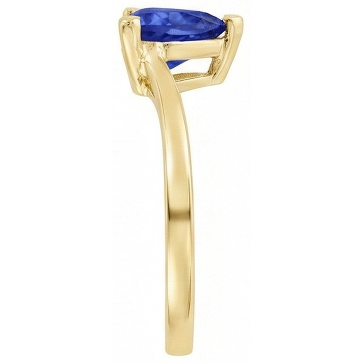 Bague en forme de trillion solitaire saphir Srilanka or jaune 1 carat