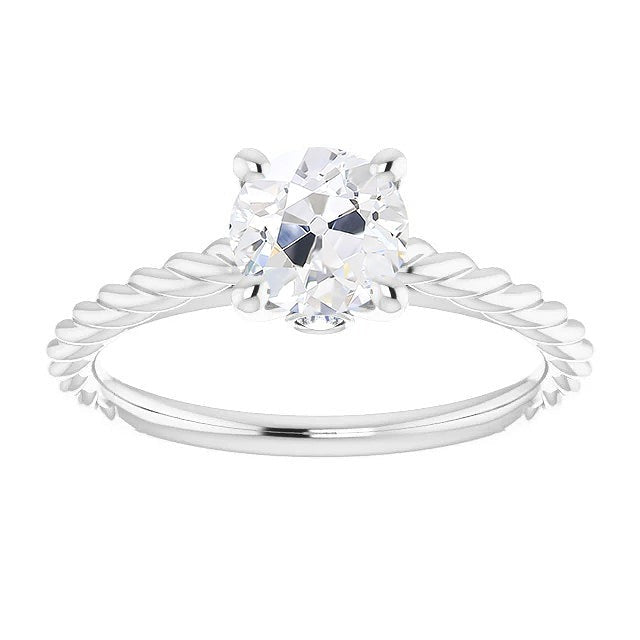 Bague en or 14 carats avec Réel diamants ronds taille ancienne. style corde à griffes 2.25 carats