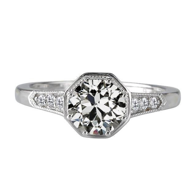 Bague en or 14 carats ronde avec Naturel diamants de mineur de style antique 3 carats