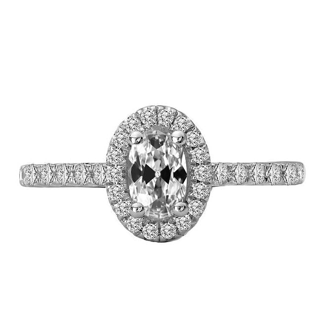 Bague en or 14K Halo Oval Vieux mineur Véritable Diamond 5.50 Carats