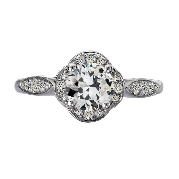 Bague en or 14K avec Naturel diamants de mineur ronds et accents 4 carats