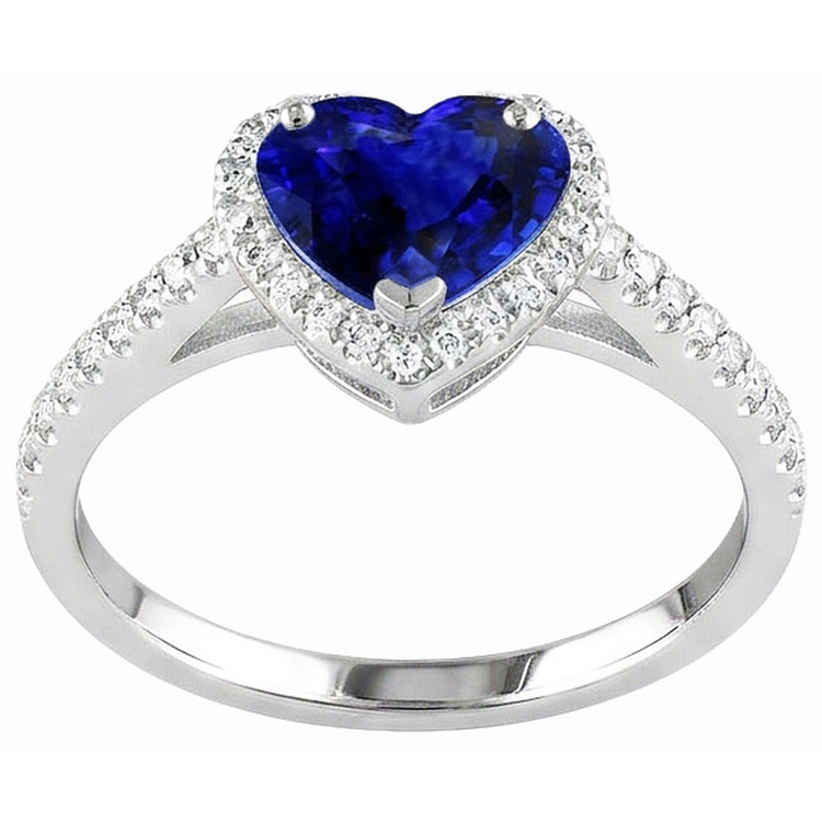 naturel heart saphir 3.50carats bague vue de face