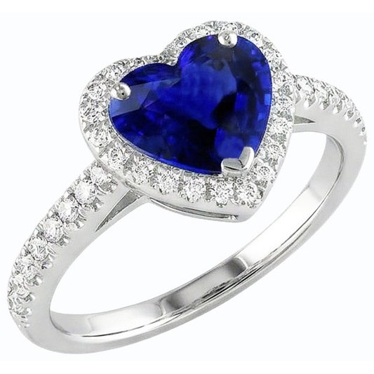 naturel heart saphir 3.50carats bague angle de côté