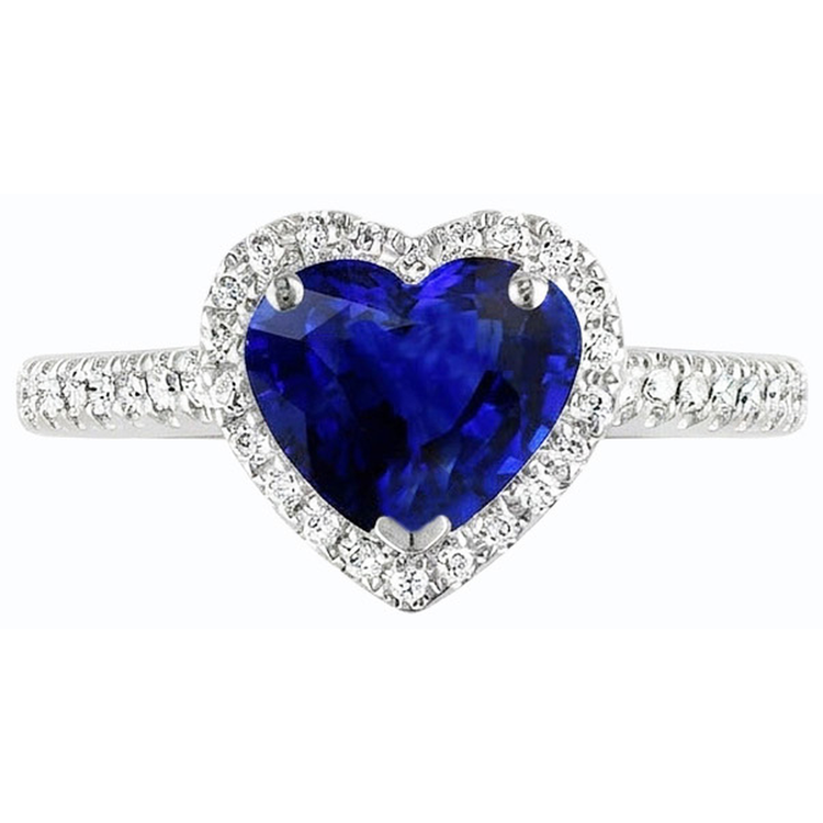 naturel heart saphir 3.50carats bague vue de profil