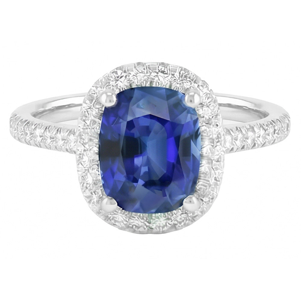 naturel oval saphir 3.50carats bague angle de côté