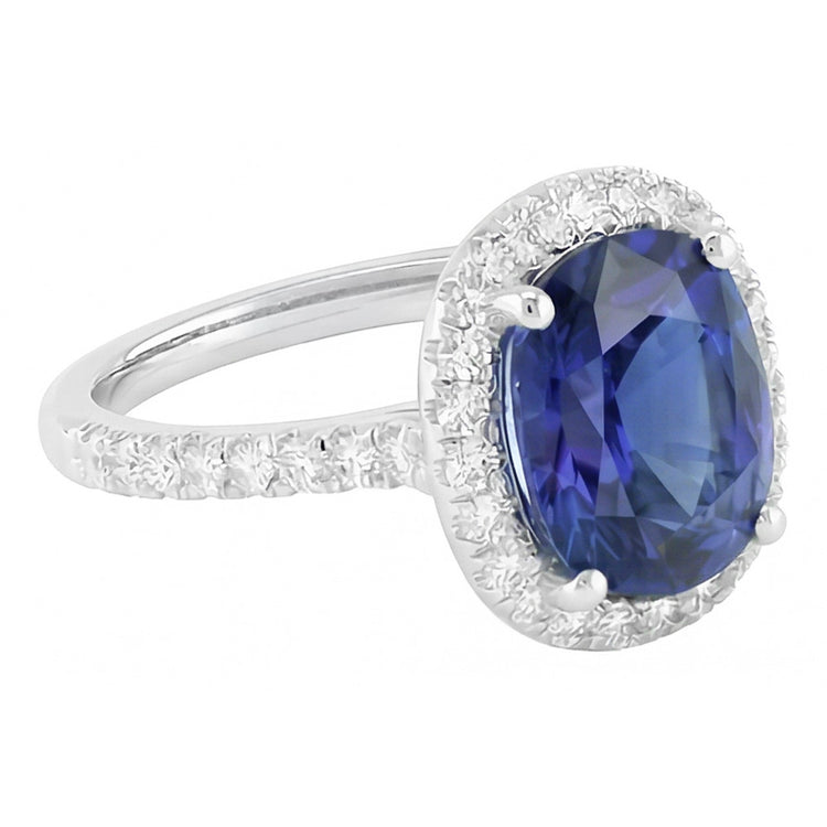 naturel oval saphir 3.50carats bague détail rapproché