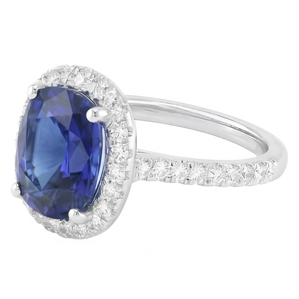 naturel oval saphir 3.50carats bague vue de dessus