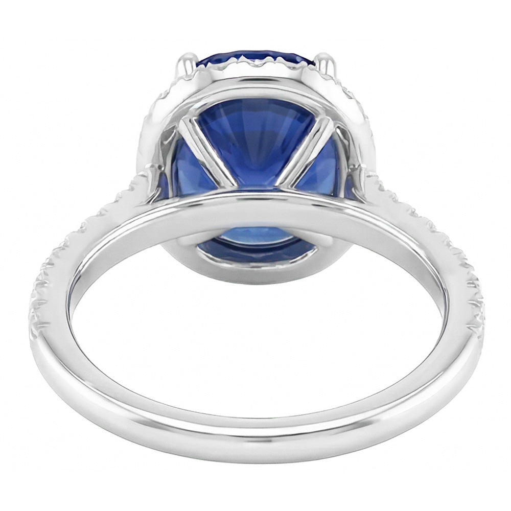 naturel oval saphir 3.50carats bague vue de profil