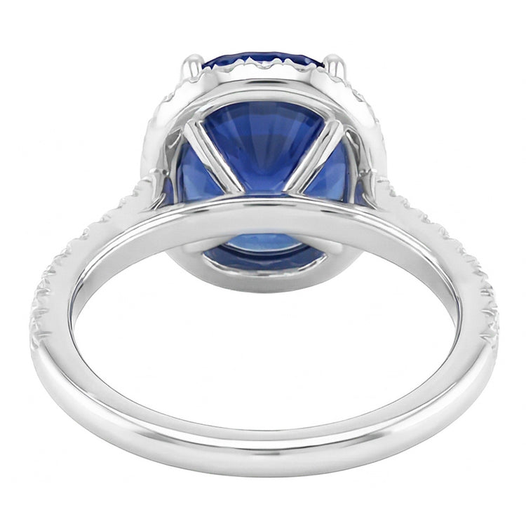 naturel oval saphir 3.50carats bague vue de profil