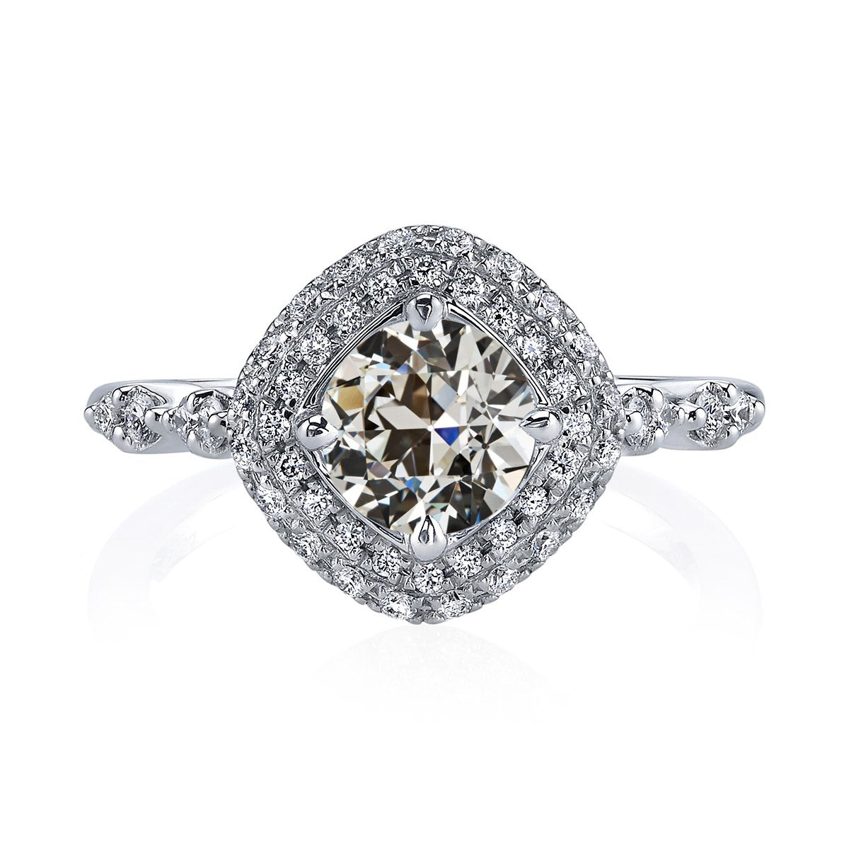 Bague en or Halo ronde Vieux mineur Réel diamant dames serti de griffes 4 carats