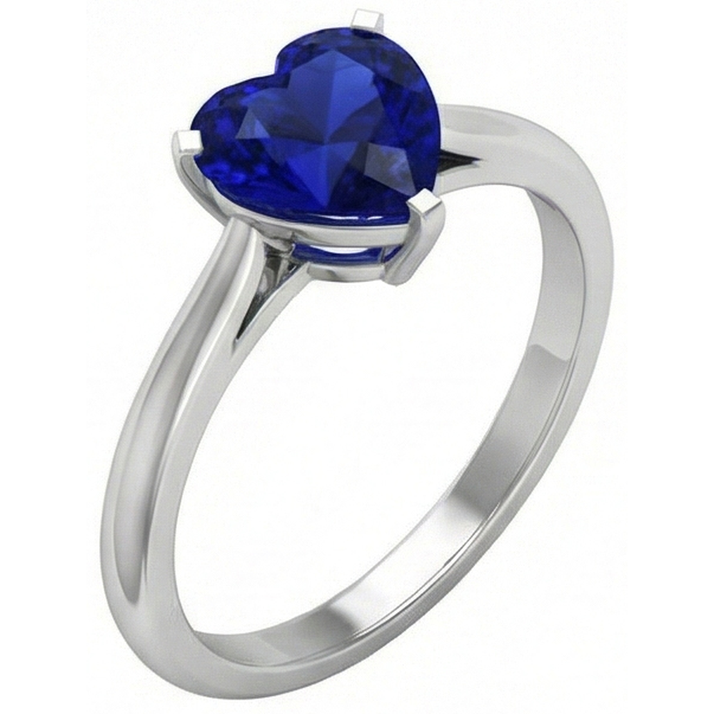 Bague en or Solitaire Coeur Sri Lanka Saphir serti de griffes 2 carats