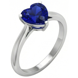 Bague en or Solitaire Coeur Sri Lanka Saphir serti de griffes 2 carats