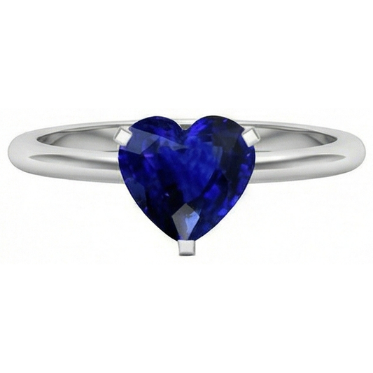 Bague en or Solitaire Coeur Sri Lanka Saphir serti de griffes 2 carats