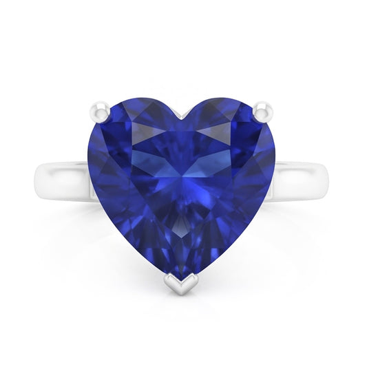 Bague en or avec saphir bleu solitaire sertie de griffes 2 carats bijoux pour femme